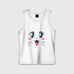 Майка детская хлопок Японская кошечка, цвет: белый