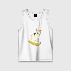 Майка детская хлопок Cat no banana meme, цвет: белый