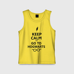 Майка детская хлопок Keep Calm & Go To Hogwarts, цвет: желтый