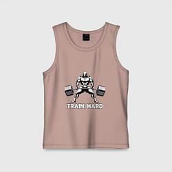 Майка детская хлопок Train hard тренируйся усердно, цвет: пыльно-розовый