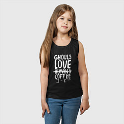 Майка детская хлопок Ghouls Love Coffee, цвет: черный — фото 2