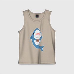 Майка детская хлопок Hype Shark, цвет: миндальный