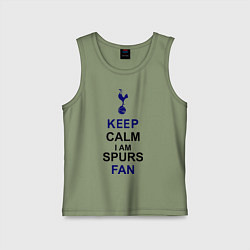 Майка детская хлопок Keep Calm & Spurs fan, цвет: авокадо