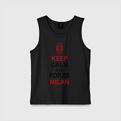 Майка детская хлопок Keep Calm & Forza Milan, цвет: черный