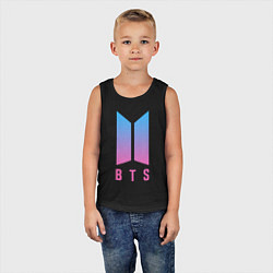 Майка детская хлопок BTS: Neon V, цвет: черный — фото 2