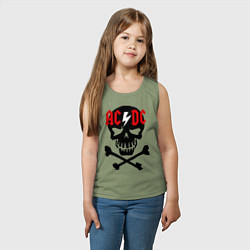 Майка детская хлопок AC/DC Skull, цвет: авокадо — фото 2