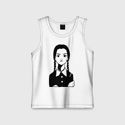 Майка детская хлопок Wednesday Addams, цвет: белый