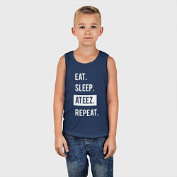 Майка детская хлопок ЕСТЬ СПАТЬ ATEEZ ПОВТОРИТЬ, цвет: тёмно-синий — фото 2