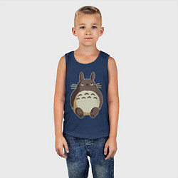 Майка детская хлопок Грустный Тоторо, цвет: тёмно-синий — фото 2