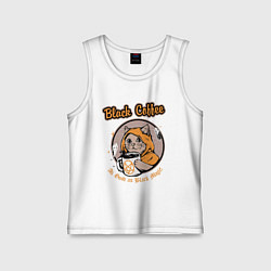 Майка детская хлопок Black Coffee Cat, цвет: белый