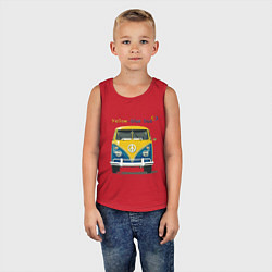 Майка детская хлопок Я люблю вас Yellow-blue bus, цвет: красный — фото 2