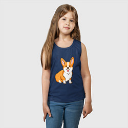 Майка детская хлопок Корги, цвет: тёмно-синий — фото 2