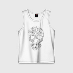 Майка детская хлопок ЧЕРЕП ИЗ КОТИКОВ, цвет: белый