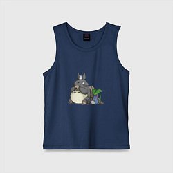 Майка детская хлопок Тоторо, цвет: тёмно-синий