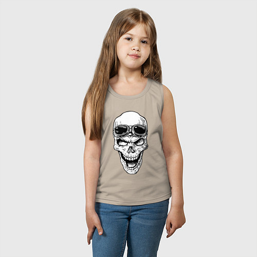 Детская майка Skull and glasses / Миндальный – фото 3