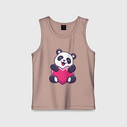 Майка детская хлопок Панда love, цвет: пыльно-розовый