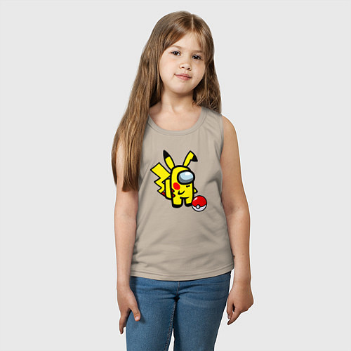 Детская майка Among us Pikachu and Pokeball / Миндальный – фото 3
