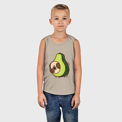 Майка детская хлопок Мопс-авокадо, цвет: миндальный — фото 2