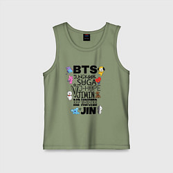 Майка детская хлопок BTS BT21, цвет: авокадо