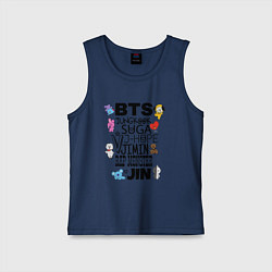 Майка детская хлопок BTS BT21, цвет: тёмно-синий