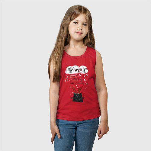 Детская майка Рождественский кот / Красный – фото 3