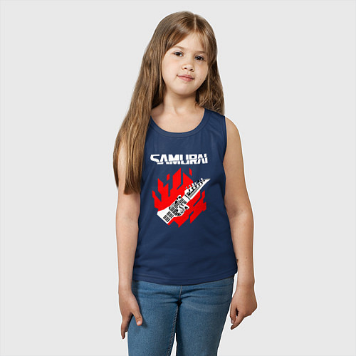 Детская майка CYBERPUNK 2077 SAMURAI / Тёмно-синий – фото 3