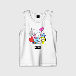 Майка детская хлопок BT21, цвет: белый