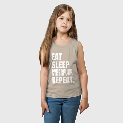 Детская майка EAT SLEEP CYBERPUNK REPEAT / Миндальный – фото 3