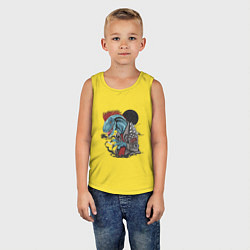 Майка детская хлопок Динозавр панк, цвет: желтый — фото 2