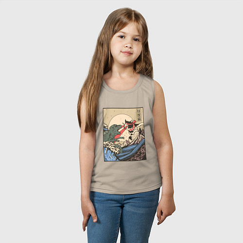 Детская майка Cat Kong versus Godzilla Kaiju / Миндальный – фото 3