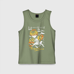 Майка детская хлопок Зеницу Агацума Kimetsu no Yaiba, цвет: авокадо
