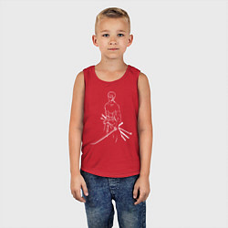 Майка детская хлопок Лайн Арт Зоро из One Piece, цвет: красный — фото 2
