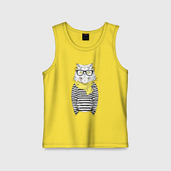 Майка детская хлопок Hipster Cat, цвет: желтый