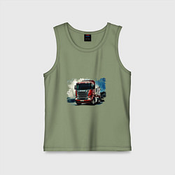 Майка детская хлопок SCANIA Дальнобой, цвет: авокадо