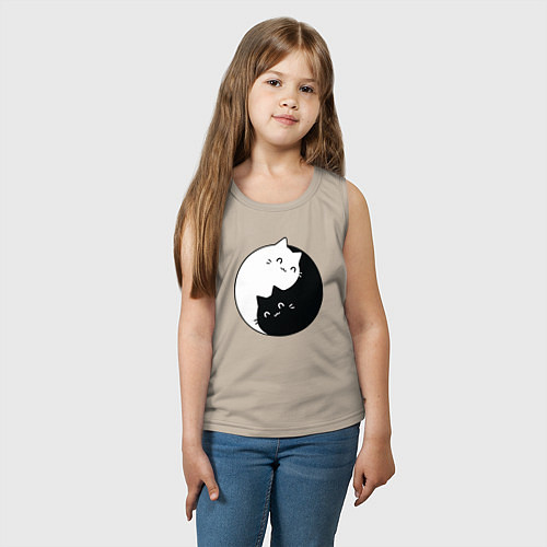 Детская майка Инь Ян Котики / Миндальный – фото 3