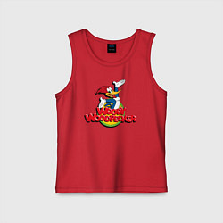 Майка детская хлопок Дятел Вуди лого, цвет: красный