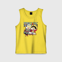 Майка детская хлопок Малыши Зоро и Луффи One Piece, цвет: желтый