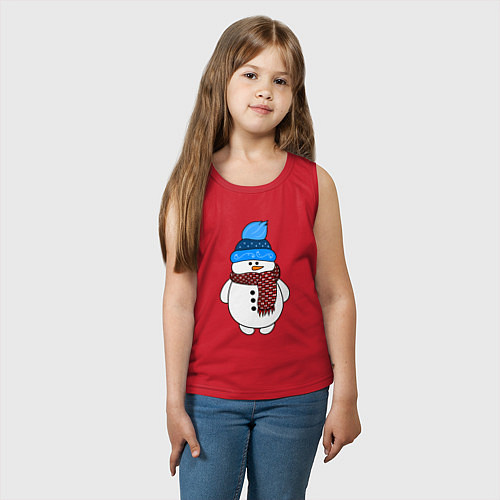 Детская майка Снеговик в шапочке / Красный – фото 3