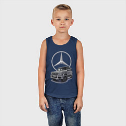 Майка детская хлопок Mercedes Gelendwagen G63 AMG G-class G400d, цвет: тёмно-синий — фото 2