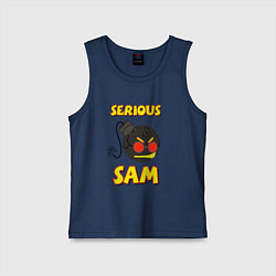 Майка детская хлопок Serious Sam Bomb Logo, цвет: тёмно-синий