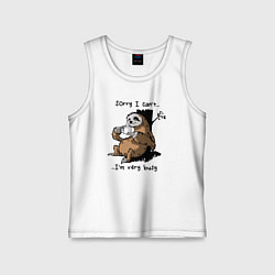 Майка детская хлопок Sorry I cant Im very busy, цвет: белый