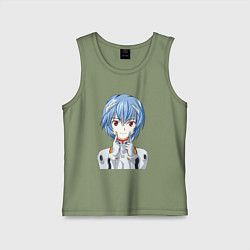 Майка детская хлопок Neon Genesis Evangelion Рей, цвет: авокадо