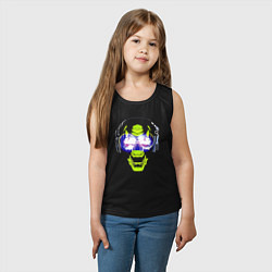 Майка детская хлопок Neon skull - music lover, цвет: черный — фото 2