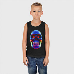 Майка детская хлопок Cool neon skull, цвет: черный — фото 2