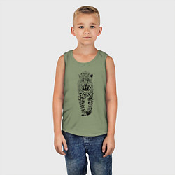 Майка детская хлопок Коварный леопард, цвет: авокадо — фото 2