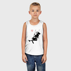 Майка детская хлопок Banksy - Бэнкси девочка на качелях, цвет: белый — фото 2