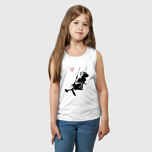 Детская майка Banksy - Бэнкси девочка на качелях / Белый – фото 3