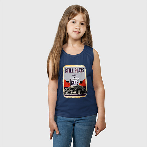 Детская майка Still plays with cars Retro / Тёмно-синий – фото 3