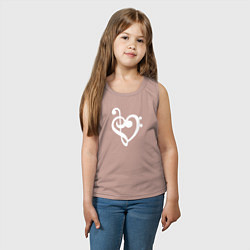 Майка детская хлопок Сердце Скрипичный и Басовый Ключи, цвет: пыльно-розовый — фото 2
