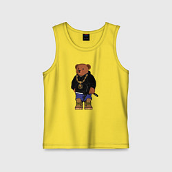 Майка детская хлопок Gangsta bear Крутой мишка, цвет: желтый